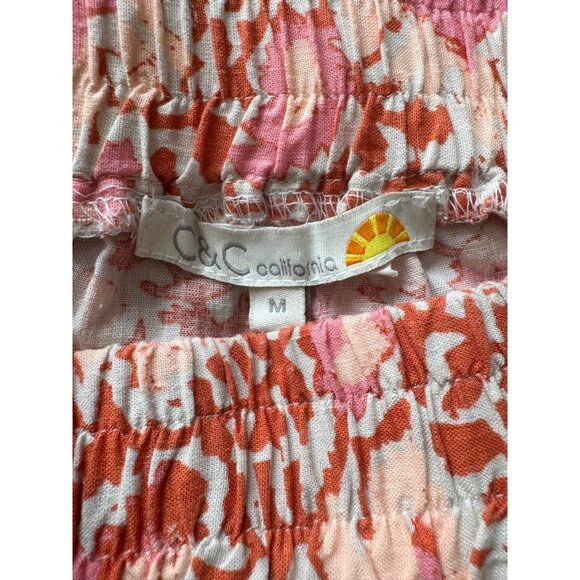 C&C California Womens Pants M Floral Wide Leg Pants Linen Blend - Picture 3 of 10